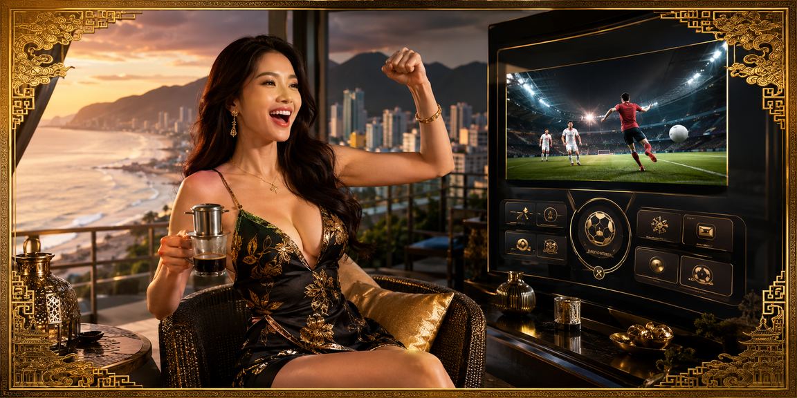 Người chơi đặt cược esports trên điện thoại tại Đà Nẵng bên ly cà phê