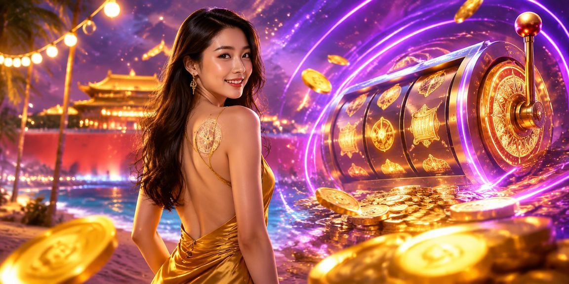 Trò chơi slot game với ánh đèn neon rực rỡ tại Huế về đêm